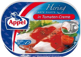 Appel – Herrings Fillet in Tomato Cream -200 g can / Heringsfilet in Tomatencreme | German Deli Ph