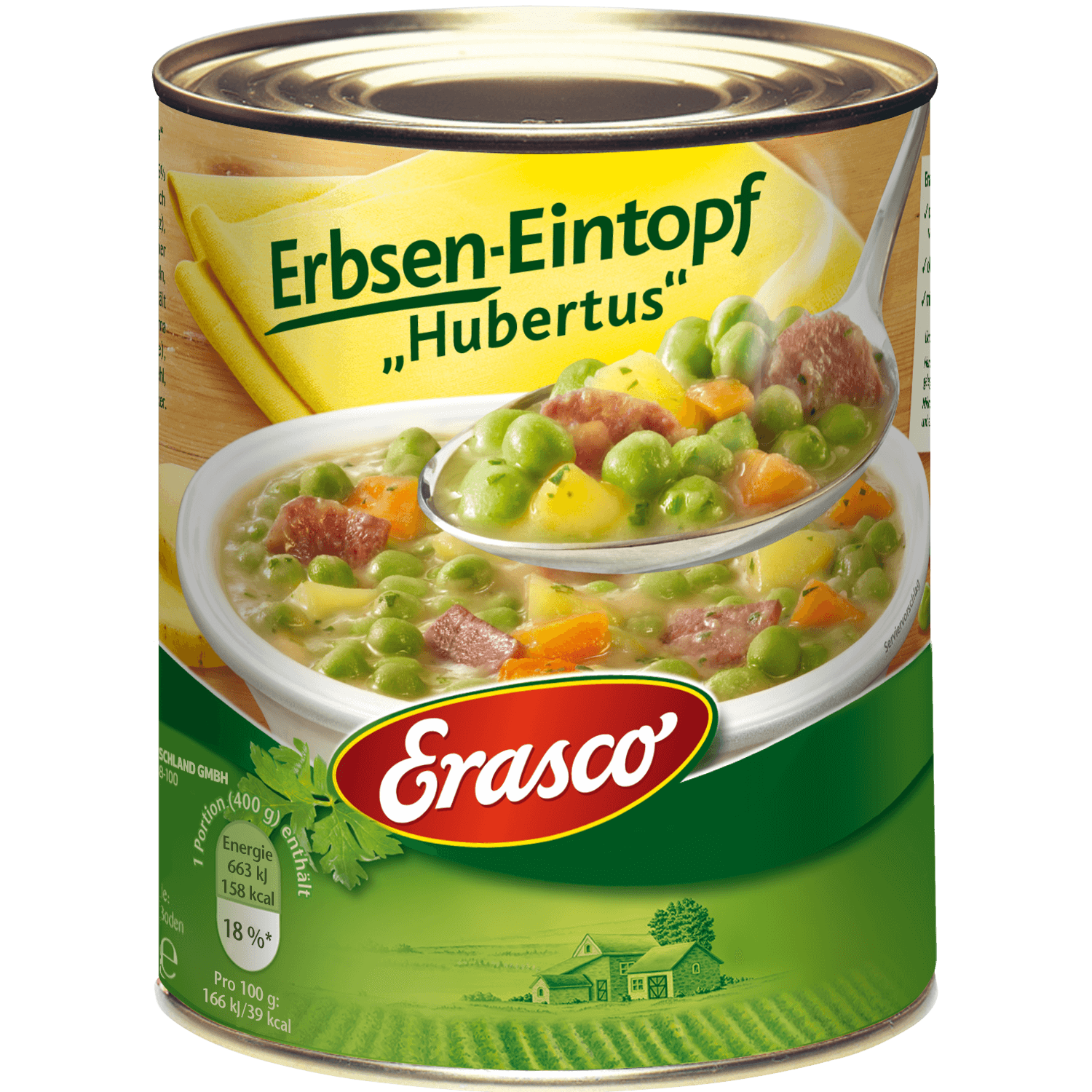 Erasco – Pea Stew “Hubertus” – 800 g can / Erbsentopf “Hubertus” | German Deli Ph