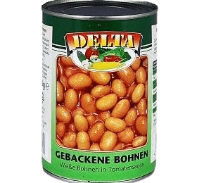 Delta – Beans baked with Tomato Sauce – 400 g can / Gebackene Bohnen in Tomatenso?e | German Deli Ph