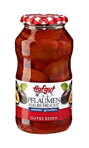 Delta – Plums Half Fruit – 720 g glass /Halbe Pflaumen | German Deli Ph
