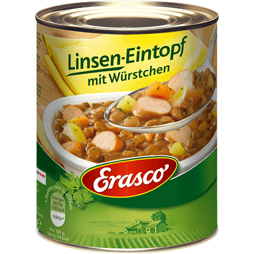 Erasco – Lentil Stew with Sausage – 800 g can / Linsentopf mit W?rstchen | German Deli Ph