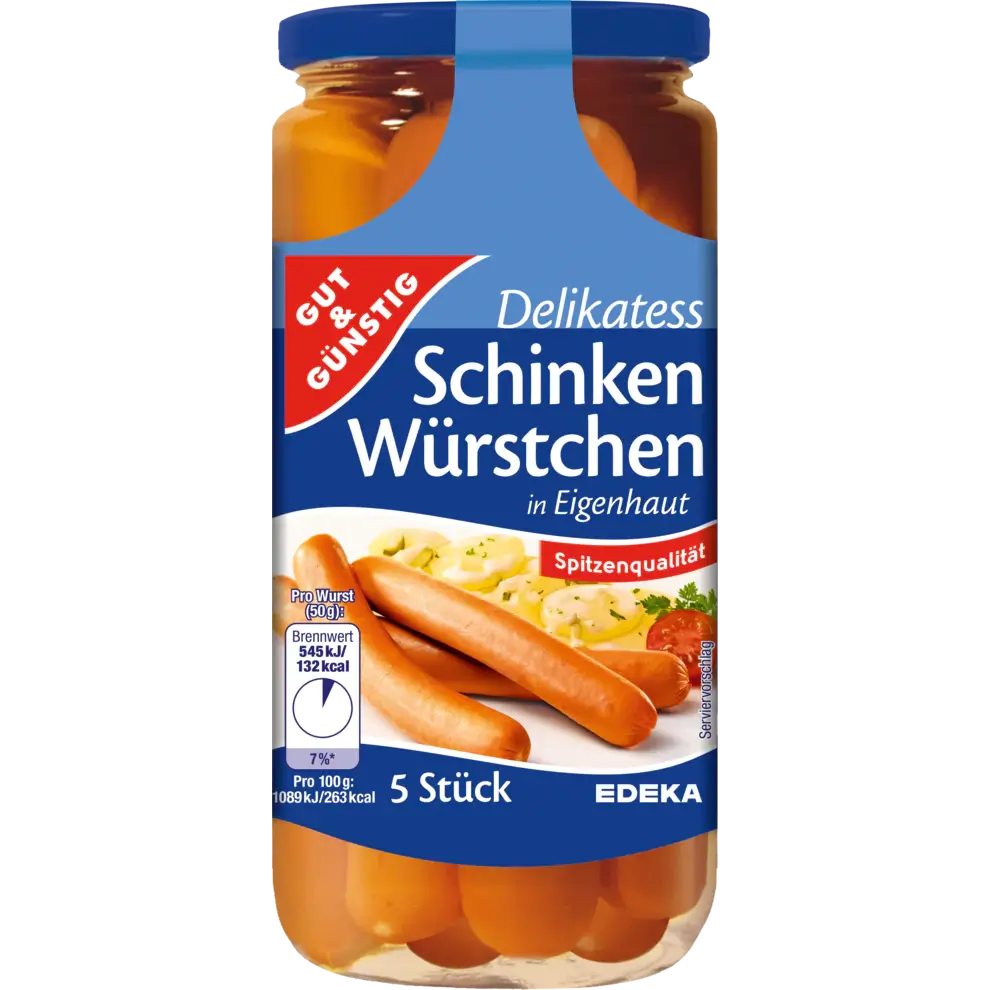G+G Ham Sausage 5 pcs – 250 g glass / Schinkenwurst | German Deli Ph