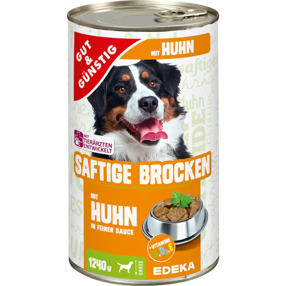 G+G – Dog: Juicy Chunks Chicken in fine Sauce – 1240 g can / Saftige Brocken mit Huhn in feiner So?e | German Deli Ph