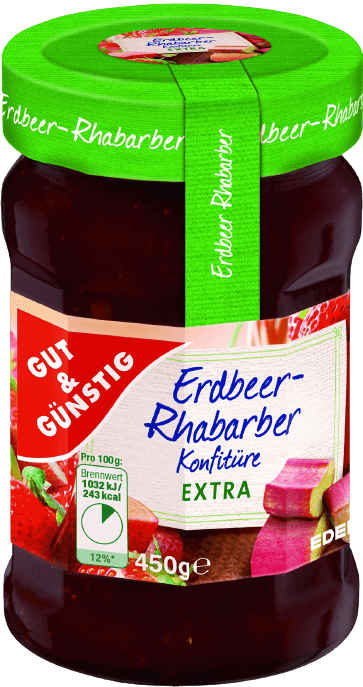 G+G – Strawberry Rhubarb Jam – 450 g glass / Erdbeer-Rhabarber-Marmelade | German Deli Ph