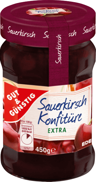 G+G – Sour Cherry Jam – 450 g glass / Sauerkirsch-Marmelade | German Deli Ph