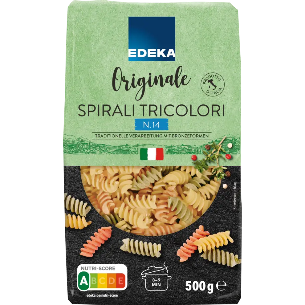 Edeka – Tricolor Spiral Noodles “Italia” – 500 g bag / 3-farbige Spiralnudeln | German Deli Ph