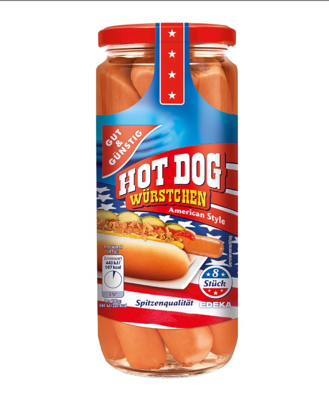 G+G – Hot Dog Style Sausages – 8pcs 665 g / Hot Dog Wuerstchen | German Deli Ph
