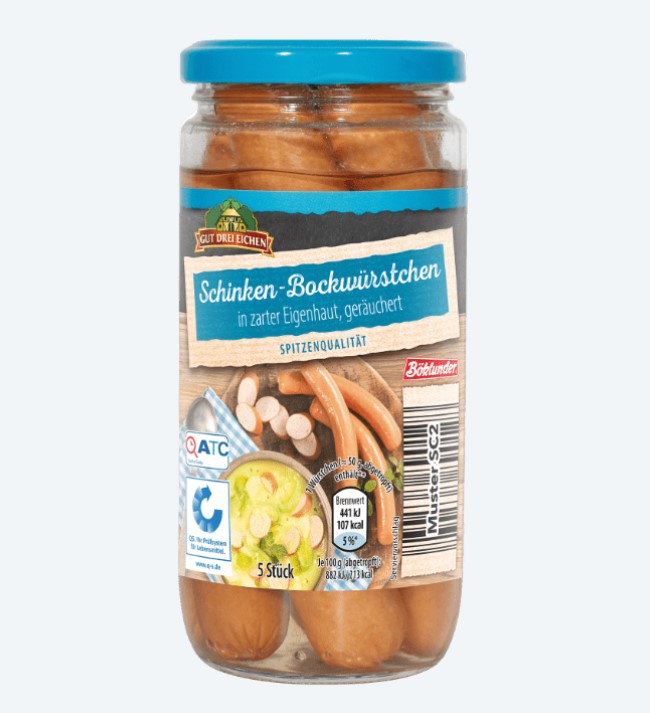 Gut Drei Eichen – Ham Sausages – 250 g / Schinken Bockwürstchen 5 pcs | German Deli Ph